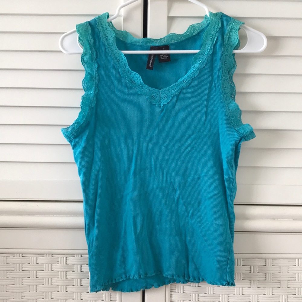 Jason maxwell blue lace trim tank top small